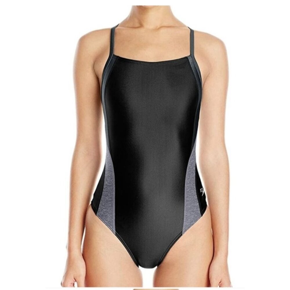 Speedo Womens Pro LT One-Piece Swimsuit Black & Gray Size 26 Competitive Pool